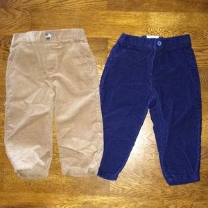Two pair baby boy corduroy pants. Navy & Tan.
